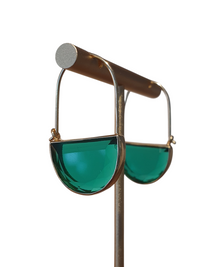 D-Hoop Green Earrings in Silver